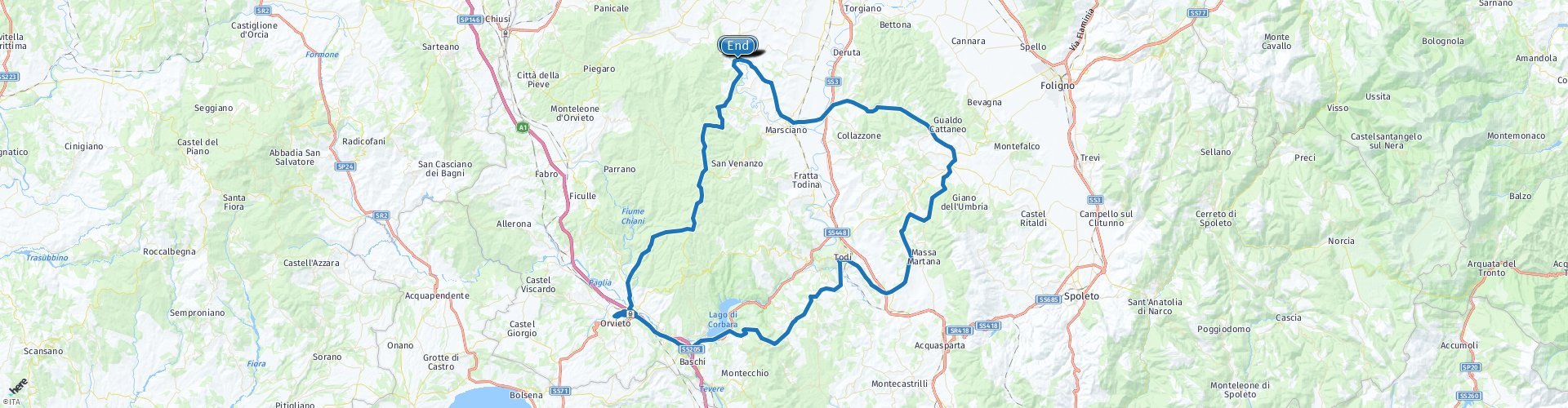 Roundtrip from Spina to Orvieto and Todi  La più grande collezione di  percorsi verificati grazie a MyRoute-app RouteXperts